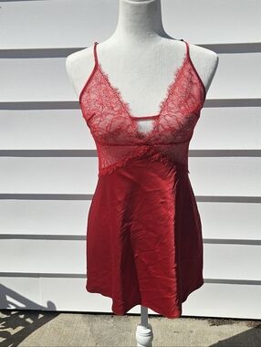 Victoria's Secret Red Lace & Satin Chemise